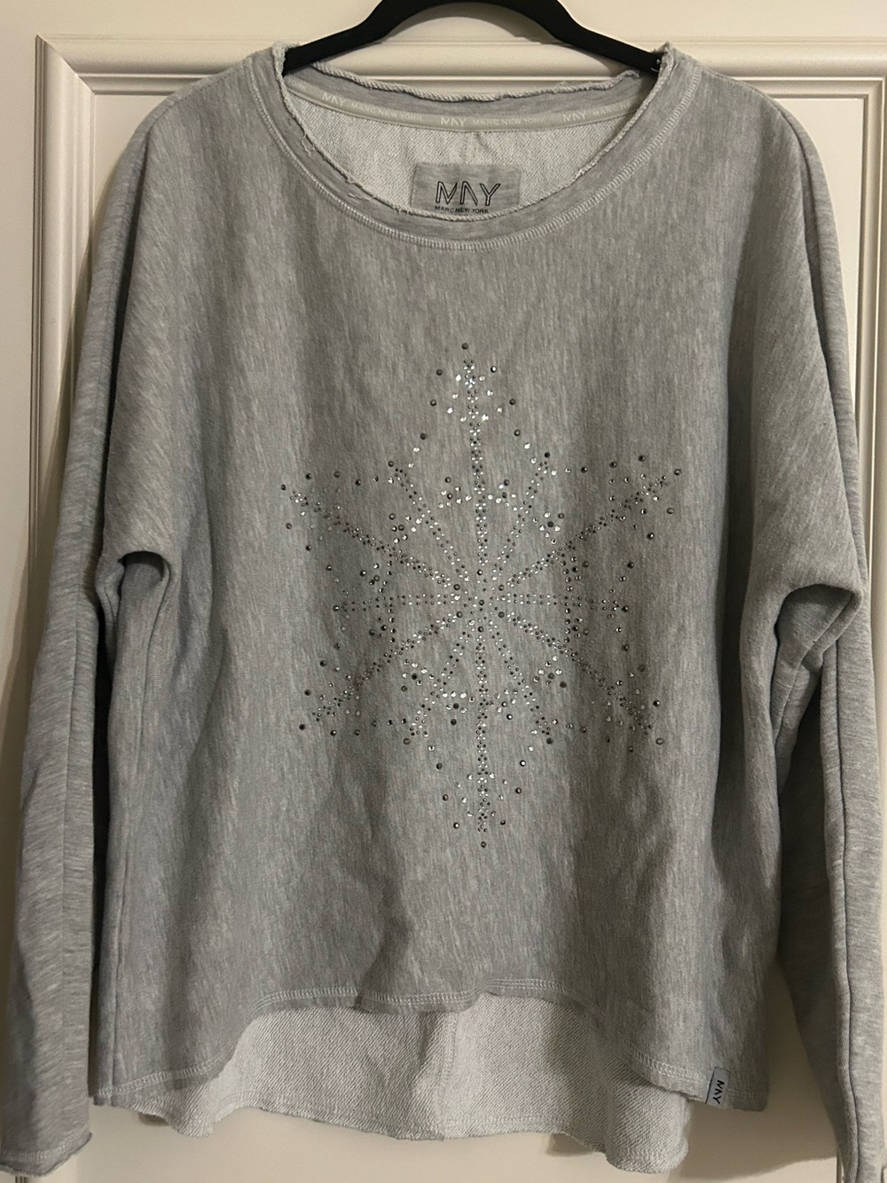 Marc New York Light Gray Crewneck Sweatshirt with Silver Stud Detail